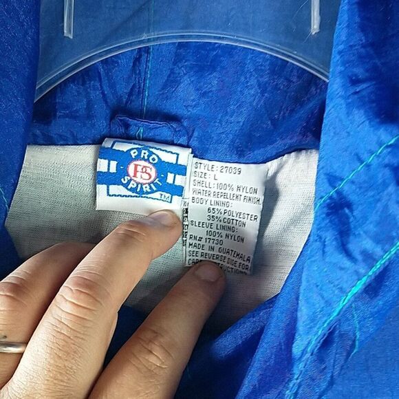Pro Spirit Size L Color Block Windbreaker Hooded Sporty Jacket Retro Full Zip - Picture 4 of 14